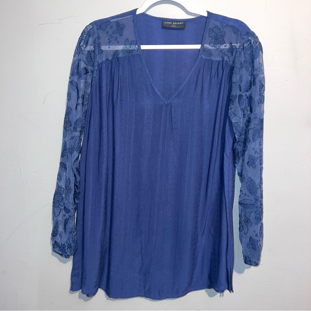Lane Bryant Periwinkle Lace Accent Blouse